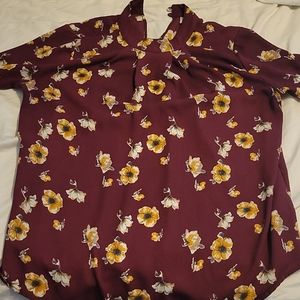 High neck short sleeve blouse